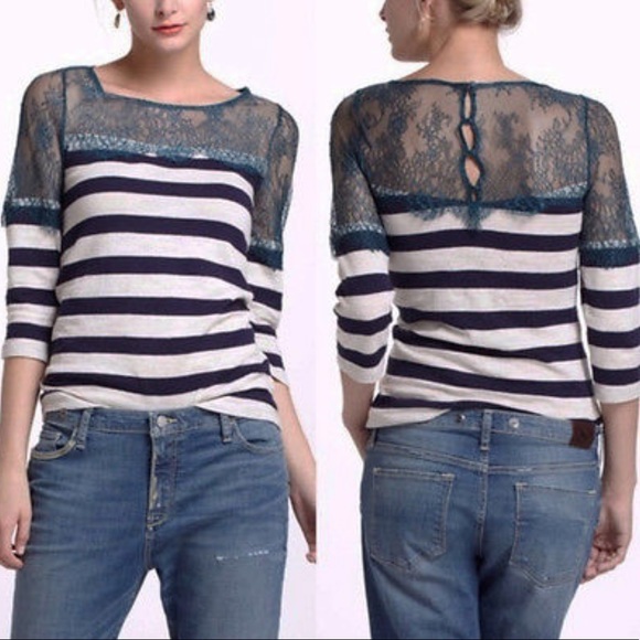 Anthropologie Sweaters - Anthropologie Deletta Lace & Lined Pullover N1883